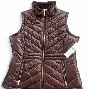 Calvin Klein Chocolate Quilted Vest NWT